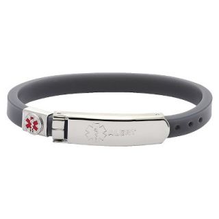 Hope Paige Medical ID Thin Rubber Style Adjustable Bracelet   Gray