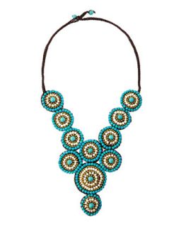 Beaded Circle Rope Statement Necklace