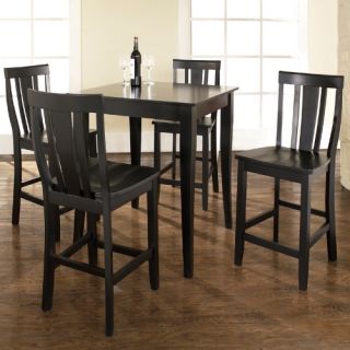 Crosley 5 Piece Pub Dining Set with Cabriole Leg and Shield Back Stools   Indoor Bistro Sets