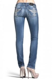 New Miss Me Egyptian Floating Wing Dusty Blue Womens Skinny Jeans Pants / Style # JP5117S18 Med 50 (30)