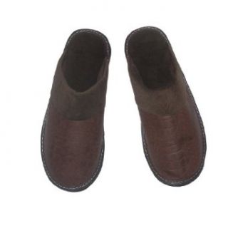 Mens Open Back Lounge / House Slippers with Leather Toe and Suede Sole (Size US8.5 EU42 UK7.5) Assorted Styles and Colors Clothing