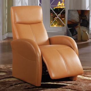 Rissanti Clayton Push Back Recliner in Caramel   Leather Recliners