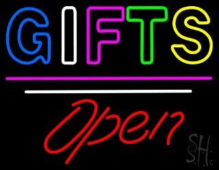 Gifts Script1 Open White Line Outdoor Neon Sign 24" Tall x 31" Wide x 3.5" Deep  Business And Store Signs 