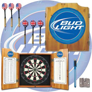 Bud Light® Dart Board Cabinet Includes Bristle Board and Darts   Bristle Dart Boards