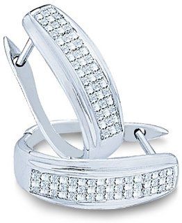 14k White Gold Channel Set Princess Square Cut Diamond U Shape Earrings (1/2 cttw) Jewelry
