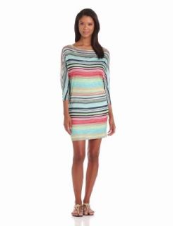 Michael Stars Women's Happy Stripe Elbow Sleeve Mini Dress, Atlantic, One Size