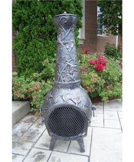 Oakland Living 53 in. Antique Pewter Leaf Chiminea   Fireplaces & Chimineas