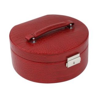 Bey Berk Red Faux Croco 2 Level Jewelry Box   7.5W x 3.5H in.   Womens Jewelry Boxes