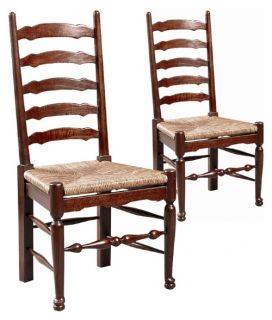 English Country Ladderback Side Chair   Set of 2