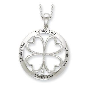 Sterling Silver Antiqued Lucky Me, Lucky You 18in Necklace Sentimental Expression Jewelry