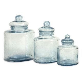 IMAX Cyprus Glass Canisters   Set of 3   Kitchen Canisters