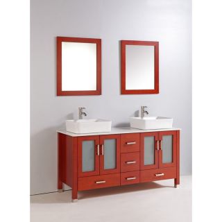 Legion Furniture 59 in. Double Bathroom Vanity Set with Faucet   Cherry   Double Sink Bathroom Vanities