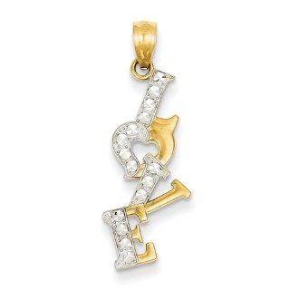 14K Yellow Gold and Rhodium Love Pendant Jewelry