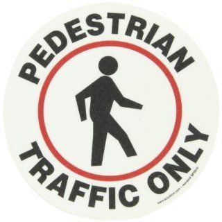 Accuform Signs MFS816 Slip Gard Adhesive Vinyl Round Floor Sign, Legend "PEDESTRIAN TRAFFIC ONLY/SOLO TRANSITO PEATONAL" with Graphic, 8" Diameter, Black/Red on White Industrial Warning Signs