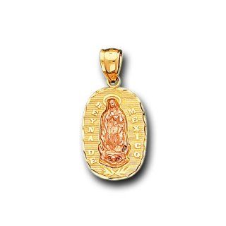 14K Yellow 2 Tone Gold Virgin Guadalupe Charm Pendant IceNGold Jewelry