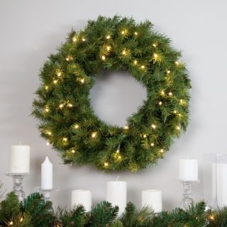 Norwood 24 Inch Battery Operated Pre Lit LED White Light Wreath   Christmas Wreaths