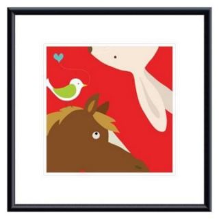 Farm Group Rabbit and Horse Framed Art Print   Kids and Nursery Wall Art