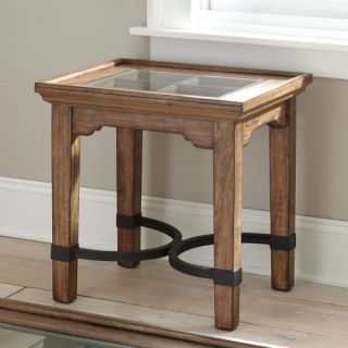 Steve Silver Levante Square Tobacco Wood and Glass Top End Table   End Tables