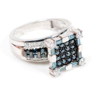 Blue & White Diamond Wedding Ring Sterling Silver Fine Fashion Jewelry Jewelry