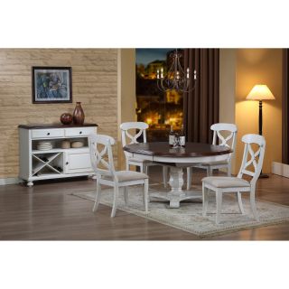 Sunset Trading Andrews 5 Piece Pedestal Dining Set   Antique White   Dining Table Sets