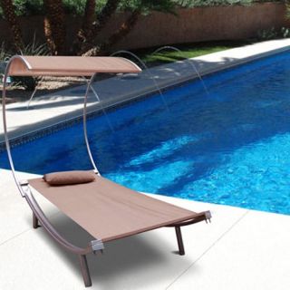 VIFAH Outdoor Single Chaise Lounge with Canopy   Outdoor Chaise Lounges
