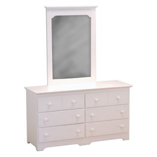Windsor 6 Drawer Dresser with Portrait Mirror   White   Nursery Furniture