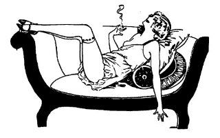 Clear stamp (2.5" x 4") FLONZ clingy acrylic stamp // Decadent Girl Smoking on Coach