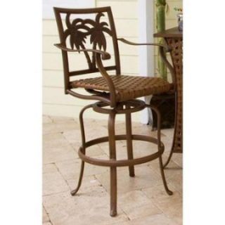 Hospitality Rattan Coco Palm 30 in. Patio Swivel Barstool   Dark Bronze   Bistro Chairs