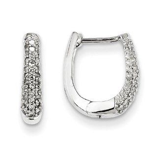 14k White Gold Diamond Hinged Hoop Huggie Earrings. Carat Wt  0.25ct Jewelry
