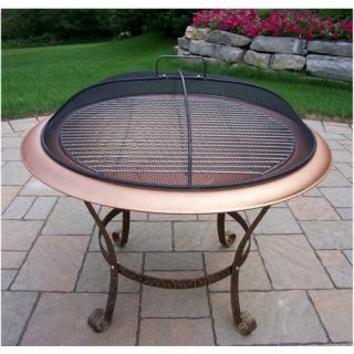 Oakland Living 30 in. Round Antique Bronze Fire Pit with Grill   Fire Pits