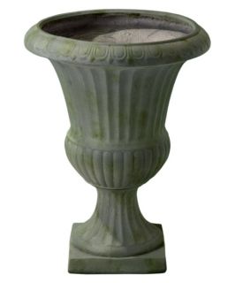 Ulysses 22.5 in. Grey with Green Moss Urn Planter   Planters