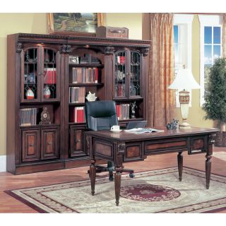 Parker House Huntington Space Saver Library Wall With Writing Desk   Bookcases