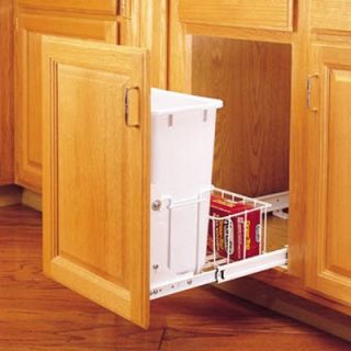 Rev A Shelf Single Pull Out Full Extension Slides with Basket 20 qt. Trash Can   Kitchen Trash Cans