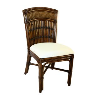 Hospitality Rattan Polynesian Rattan & Bamboo Desk Chair with Cushion   Antique   Indoor Wicker Furniture
