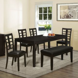 Monarch Cappuccino 6 Piece 78 in. Rectangle Dining Set with Grid Back Chairs & Bench   Dining Table Sets