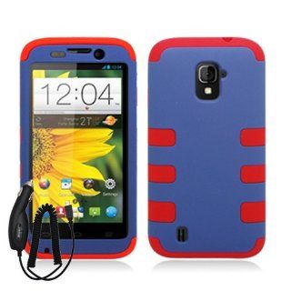 ZTE MAJESTY Z796C BLUE RED HYBRID RIB CAGE COVER HARD GEL CASE + FREE CAR CHARGER from [ACCESSORY ARENA] Cell Phones & Accessories