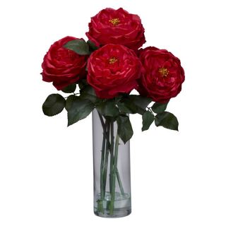 Fancy Rose with Cylinder Vase Silk Flower Arrangement   Silk Flowers