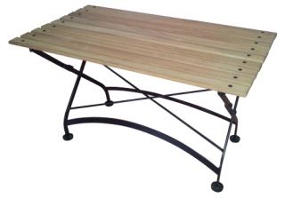 Furniture Designhouse French Veranda European Cafe Rectangle Folding Coffee Table/Bench with European Chestnut Wood Slats   Patio Tables