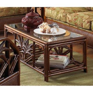 Hospitality Rattan Cancun Palm Rattan & Wicker Coffee Table with Glass Top   TC Antique   Coffee Tables