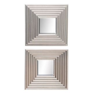 Stainless Steel Frame Mirrors   Set of 2   16W x 16H in. ea.   Wall Mirrors