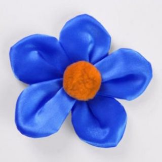 Clown Antics Shimmer 5 Petal Lapel Flowers   Blue, Orange M Clothing