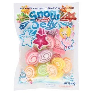 Queen  Snow Jelly Marshmallow Gelatin Rainbow Roll Fruity Flavor 3.53 Oz. Product of Thailand  Other Products  