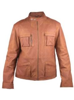 FactoryExtreme Milano Men's Tan Leather Jacket at  Mens Clothing store Leather Outerwear Jackets