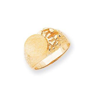 14k Yellow Gold Men's Circle Signet Ring. Metal Wt  8.18g Jewelry