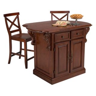 Traditions Kitchen Island with Optional Stools  Cherry   Kitchen Islands and Carts