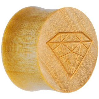 18mm Organic Crocodile Wood Diamond Shape Plug Body Candy Jewelry