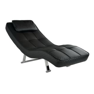 Abbyson Livning Leather Euro Lounger   Black   Indoor Chaise Lounges