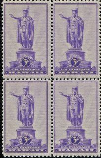 Block of 4, $.03 Cent US Postage Stamps, Statue of Kamehameha I, 1937, S#799 