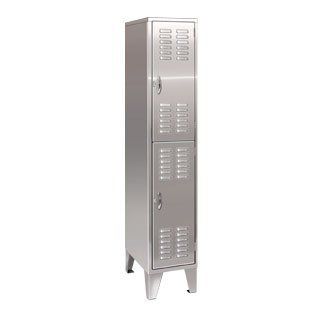Stainless Steel Locker Double Tier 12"W x 18"D x 72"H  Storage Cabinets 