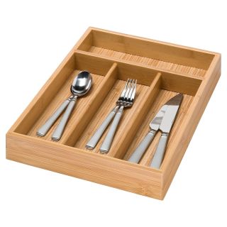 Honey Can Do Bamboo 4 Compartment Cutlery Tray   Kitchen Drawer Organizers